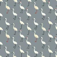 Seamless watercolor crane pattern. Repeat pattern. vector