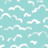 Vector seamless pattern with clouds. Dry brush hand drawn linear artistic cloud shapes as a repeatable background. Artistic wallpaper.