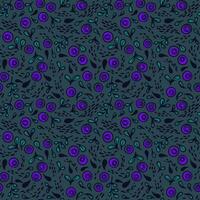 Vector seamless pattern with hand drawn colorful blueberries on dark background. Design for wallpaper, background, print, textile design, notebooks, phone cases, packaging paper, and more.
