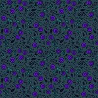 Vector seamless pattern with hand drawn colorful blueberries on dark background. Design for wallpaper, background, print, textile design, notebooks, phone cases, packaging paper, and more.