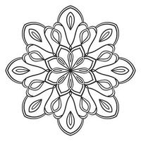 Black outline flower mandala. Doodle round decorative element for coloring book isolated on white background. Floral geometric circle. vector