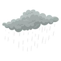 Grey clouds with rain. Drawing of rain or thunder cloud isolated on white background. Weather, summer or autumn concept vector