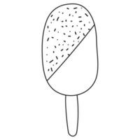 Ice cream in doodle style with dressing. Line art. Hand drawn vector frozen dessert