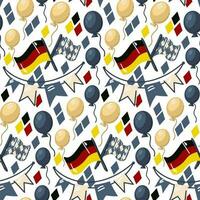 Oktoberfest pattern. Background with elements of the Oktoberfest holiday. Festive garland with the Bavarian checkered blue flag, the flag of Germany, balloons. Oktoberfest Beer Festival in Germany vector