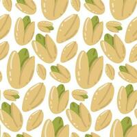 Seamless pattern with pistachios in cartoon style with highlights. A healthy diet. Modern background for packaging, advertising, labels and other designs. Hand-drawn illustration on a white background vector