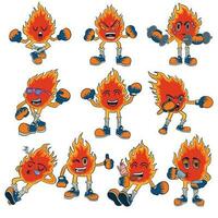 Cute flames cartoon character, good for graphic design resources, stikers, posters, book covers, banners, prints, pamflets, and more. vector