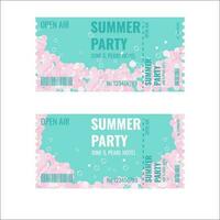 A ticket template for a summer party. vector