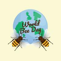 world bee day vector illustration for celebration. world bee day with globe and bee design. bee illustration. honey and bee.