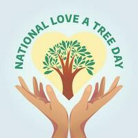 National Love a Tree Day design template for celebration. National Love a Tree Day vector illustration. tree and hand environmental design template.