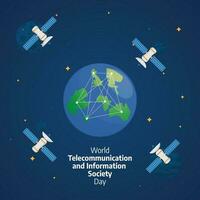 World Telecommunication and Information Society Day design template for celebration. satellite vector design. globe vector illustration. telecommunication and information design concept. flat design.