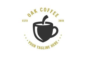 Vintage Retro Oak Nut Coffee Cup for Cafe Bar Restaurant Logo Design vector