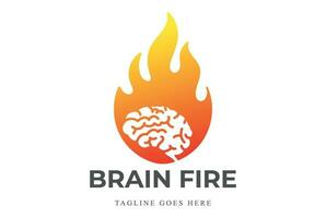 Colorful Modern Hot Smart Brain Fire Flame Logo Design vector