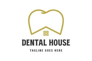 Simple Luxury Tooth House for Dental Clinic Doctor Care Service Logo Design vector