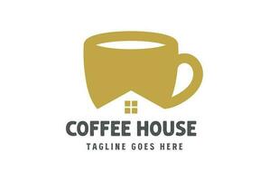 Simple Minimalist Coffee Cup with House for Cafe Bar Restaurant Logo Design vector