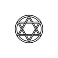 Pentagram in a circle line art element isolated. Vector element, Graphic design tattoo