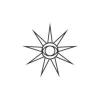 All-seeing eye in the sun vector graphic line art style, Tattoo design element, Esoteric symbol isolated