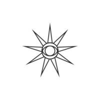 All-seeing eye in the sun vector graphic line art style, Tattoo design element, Esoteric symbol isolated