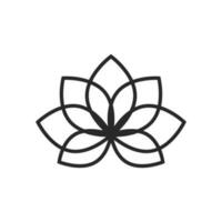Graphic Lotus flower in line art style. Isolated vector floral element. Graphic symbol logo or tattoo
