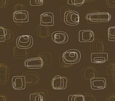 Abstract  coffee Stroked Seamless Pattern with Hand drawn curved and wavy lines. vector