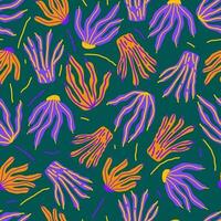 Tropical leaves hand drawn seamless pattern. Botanical trendy design. Vector repeating design for fabric.