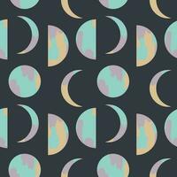 Moon phases. Seamless repeating pattern with the month and the growing moon.Vector background. Horoscope, mysticism, lifestyle. Template for textile, packaging, banner, print. Boho style illustration vector