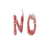 No. Negation.Concept. Handwritten red inscription. Vector illustration