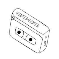 Icons of retro music player isolated on white background. Old Retro Media Music and Radio Player in doodle style. Tape recorders, radios and cassette recorder. Vector illustration