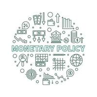 Monetary Policy vector round outline banner - Macroeconomics minimal illustration