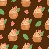 Cupcakes Food Seamless Pattern vector