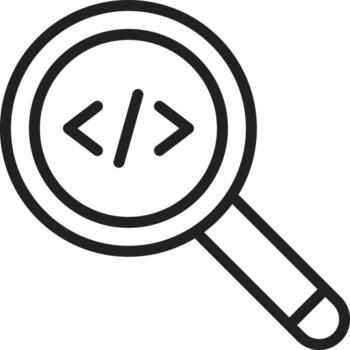 Search from Code icon vector image. Suitable for mobile apps, web apps and print media.