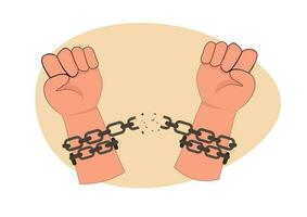 Man broke the chains and was freed. concept of freedom vector illustration