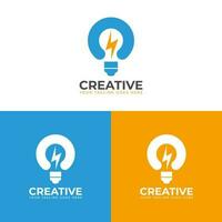 Logo Vector Design Idea in the form of Lamp and electricity Yellow and Blue colors