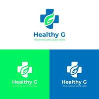 Letter G Health Logo Vector Design in the shape of a leaf, pharmacy logo, medicine logo, health logo