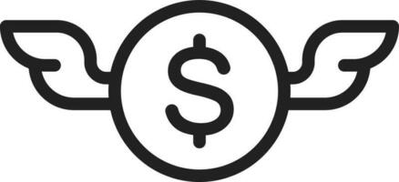 Money with Wings icon vector image. Suitable for mobile apps, web apps and print media.