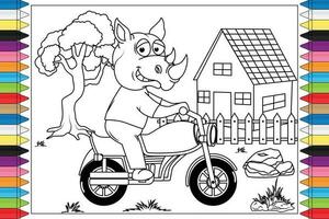 coloring animal cartoon for kids vector