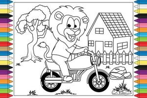 coloring animal cartoon for kids vector