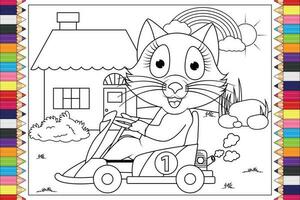 coloring animal cartoon for kids vector