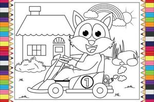 coloring animal cartoon for kids vector