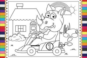 coloring animal cartoon for kids vector