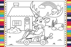 coloring animal cartoon for kids vector