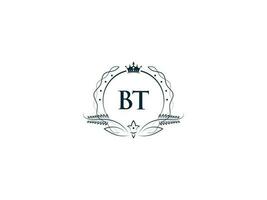 profesional bt lujo negocio logo, femenino corona bt tuberculosis logo letra vector icono