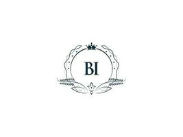 Professional Bi Luxury Business Logo, Feminine Crown Bi ib Logo Letter Vector Icon