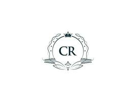 Minimal Cr Logo Icon, Creative Feminine Crown Cr rc Letter Logo Image Design vector