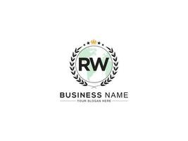 Royal Crown Rw Logo Icon, Initial Luxury RW Logo Letter Vector Art