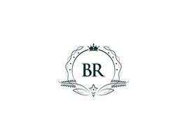 Professional Br Luxury Business Logo, Feminine Crown Br rb Logo Letter Vector Icon