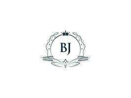 Professional Bj Luxury Business Logo, Feminine Crown Bj jb Logo Letter Vector Icon