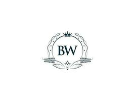 Professional Bw Luxury Business Logo, Feminine Crown Bw wb Logo Letter Vector Icon