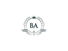 Professional Ba Luxury Business Logo, Feminine Crown Ba ab Logo Letter Vector Icon