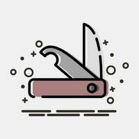 Icon clasp knife. Camping and adventure elements. Icons in MBE style. Good for prints, posters, logo, advertisement, infographics, etc. vector