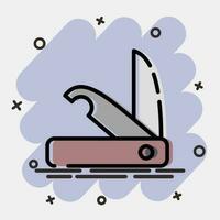Icon clasp knife. Camping and adventure elements. Icons in comic style. Good for prints, posters, logo, advertisement, infographics, etc. vector